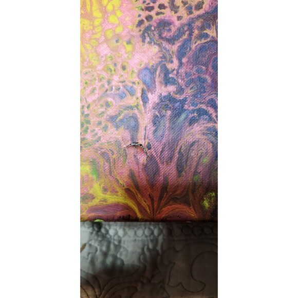 Solar Bloom Burst Abstract Pour Painting Signed Original 16x20 Acrylic Art - Picture 2 of 4